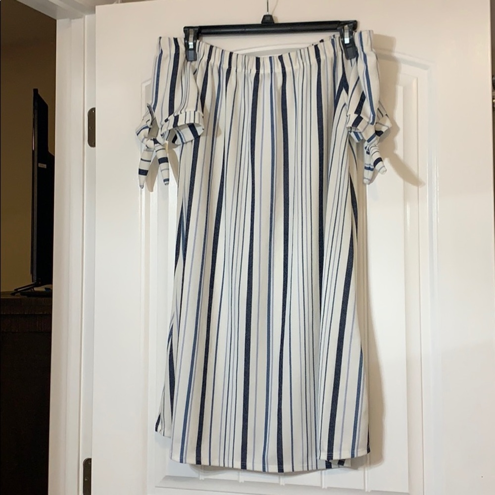 Nautical Off The Shoulder Dress